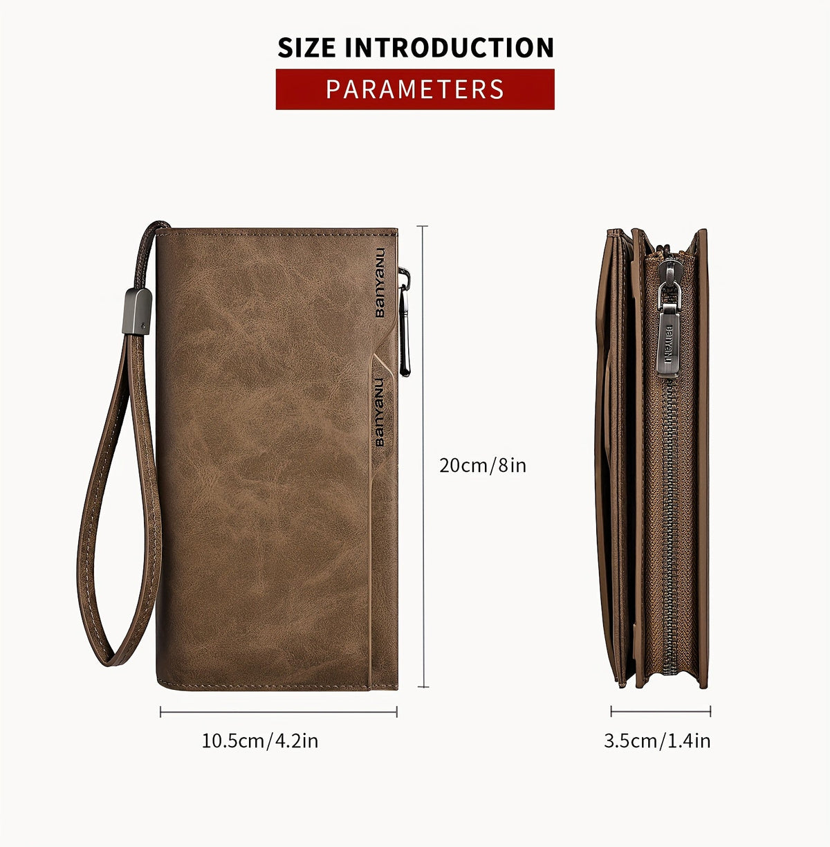 Men's Long Vintage Leather Wallet, 26 Slots