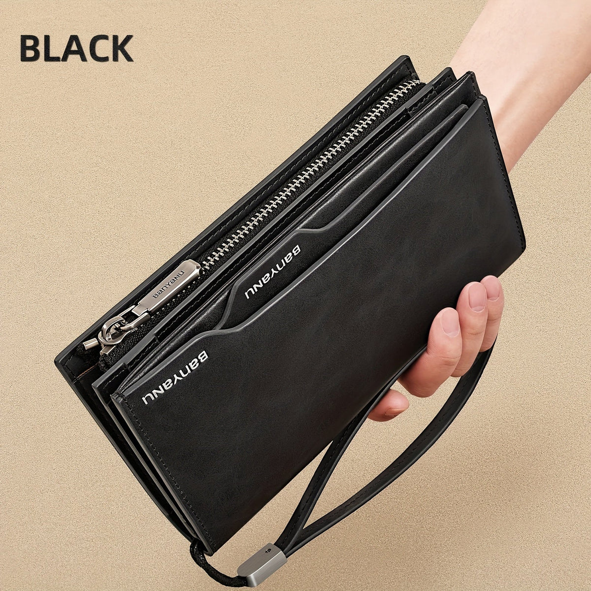 Men's Long Vintage Leather Wallet, 26 Slots
