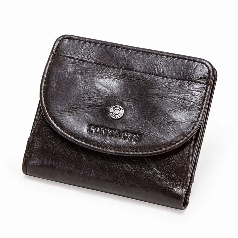 Small Genuine Leather Wallet for Men and Women with Coin Pocket