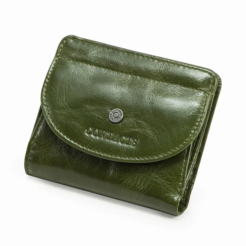 Small Genuine Leather Wallet for Men and Women with Coin Pocket