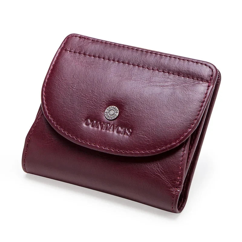 Small Genuine Leather Wallet for Men and Women with Coin Pocket