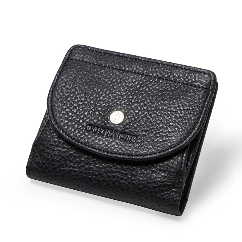 Small Genuine Leather Wallet for Men and Women with Coin Pocket