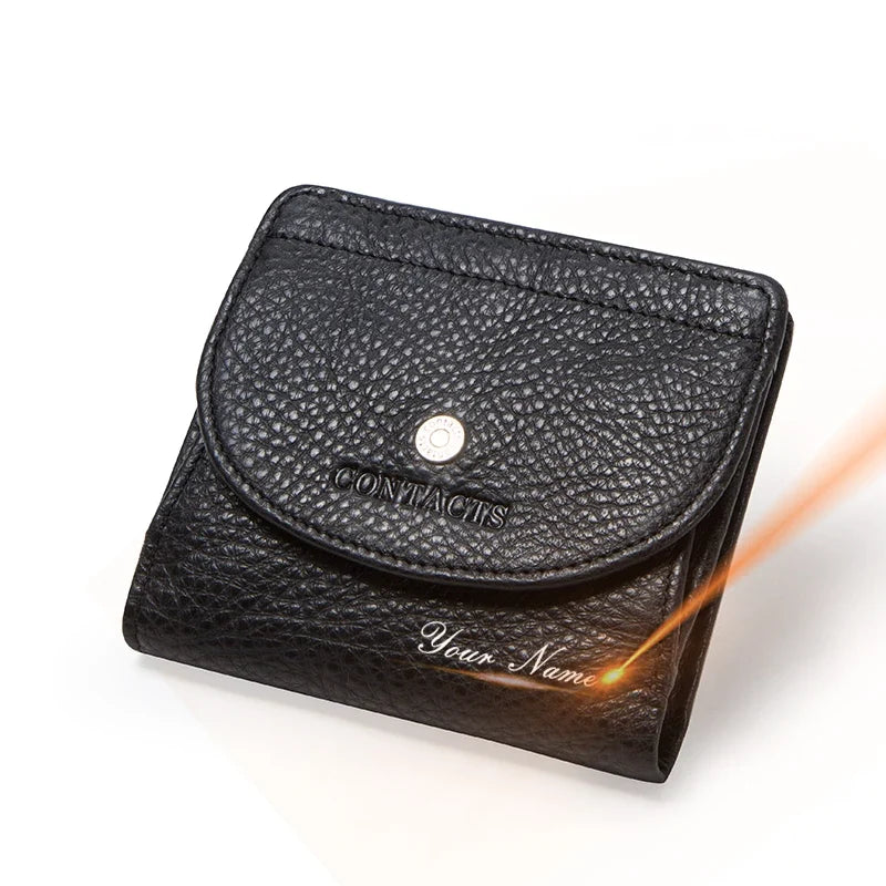 Small Genuine Leather Wallet for Men and Women with Coin Pocket