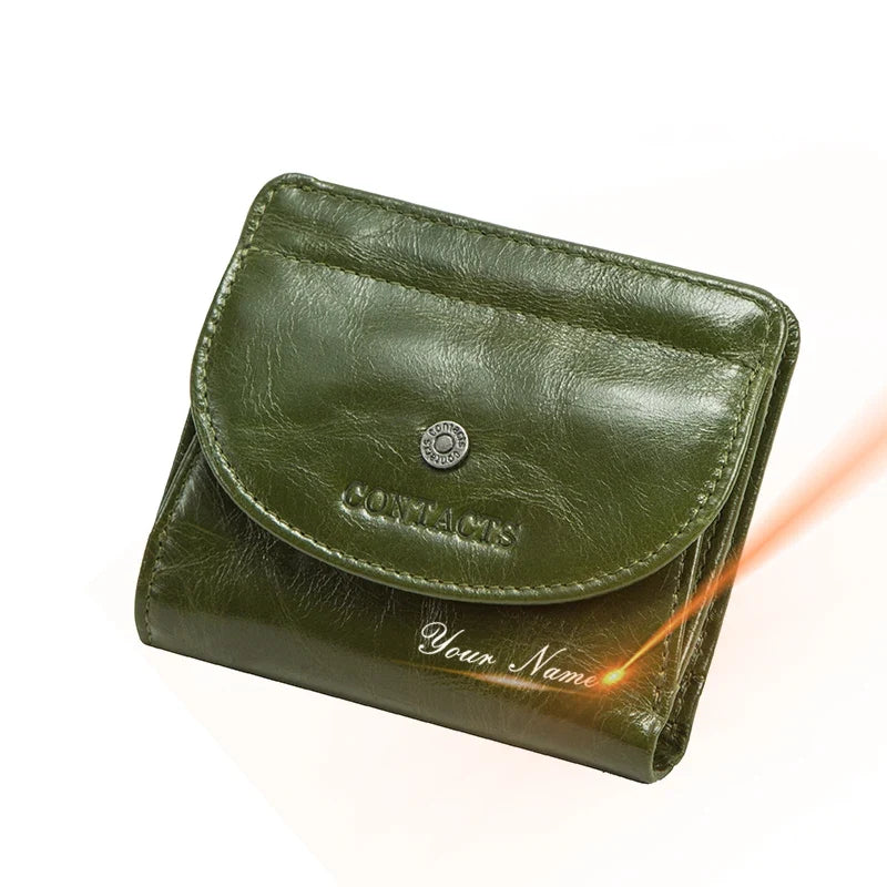 Small Genuine Leather Wallet for Men and Women with Coin Pocket