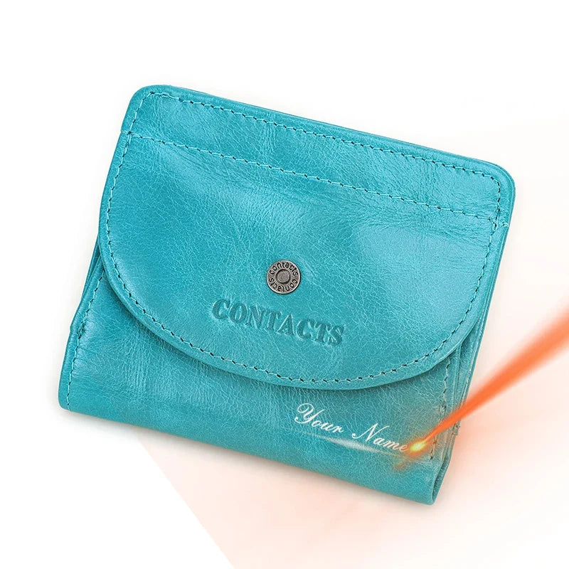 Small Genuine Leather Wallet for Men and Women with Coin Pocket
