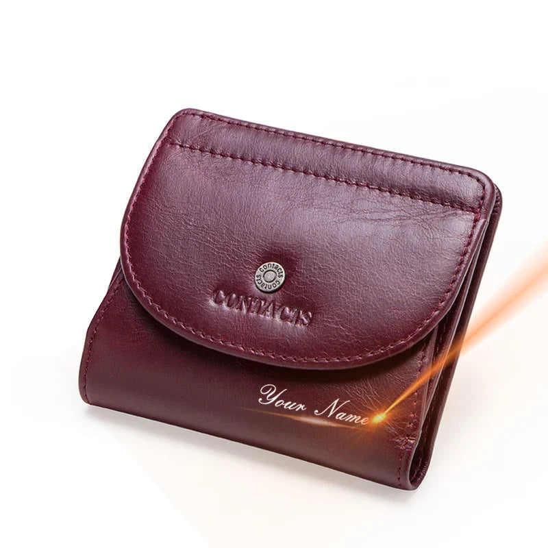Small Genuine Leather Wallet for Men and Women with Coin Pocket