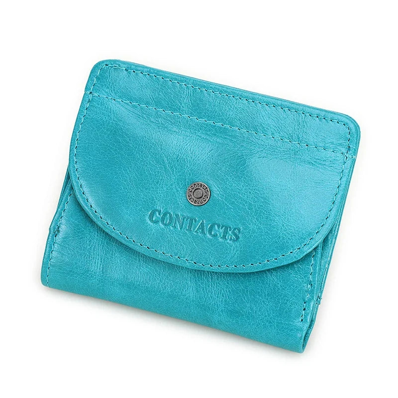 Small Genuine Leather Wallet for Men and Women with Coin Pocket