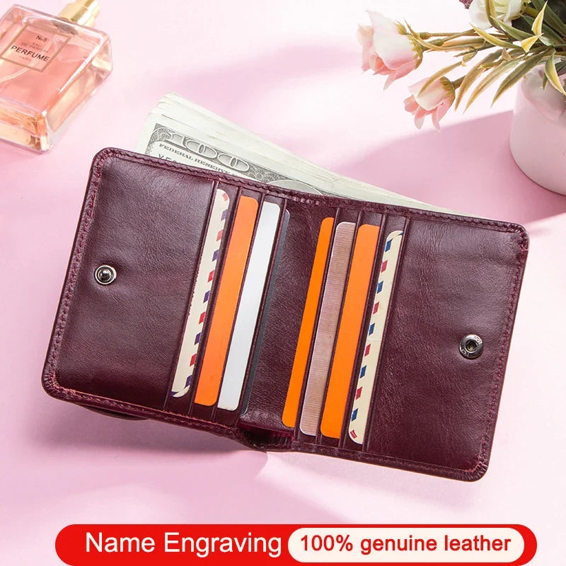 Small Genuine Leather Wallet for Men and Women with Coin Pocket