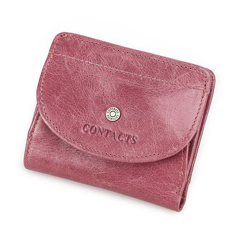 Small Genuine Leather Wallet for Men and Women with Coin Pocket