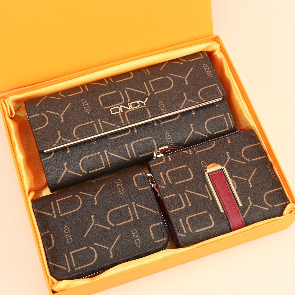Gift Set: Three Women's Wallets with Monogram