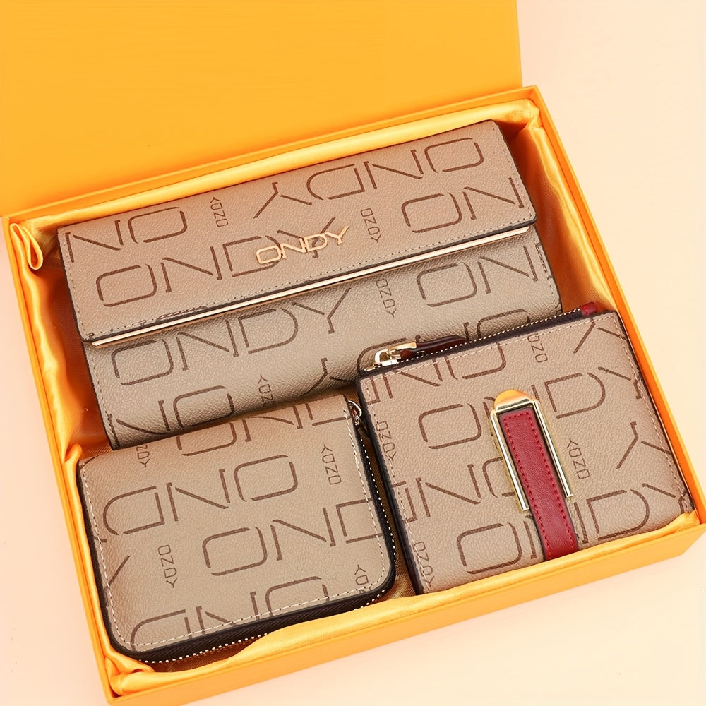 Gift Set: Three Women's Wallets with Monogram