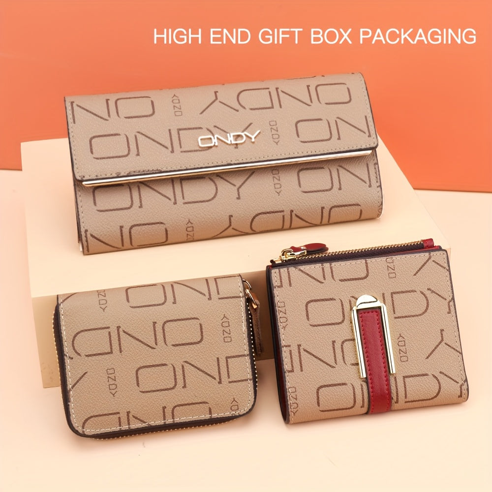 Gift Set: Three Women's Wallets with Monogram