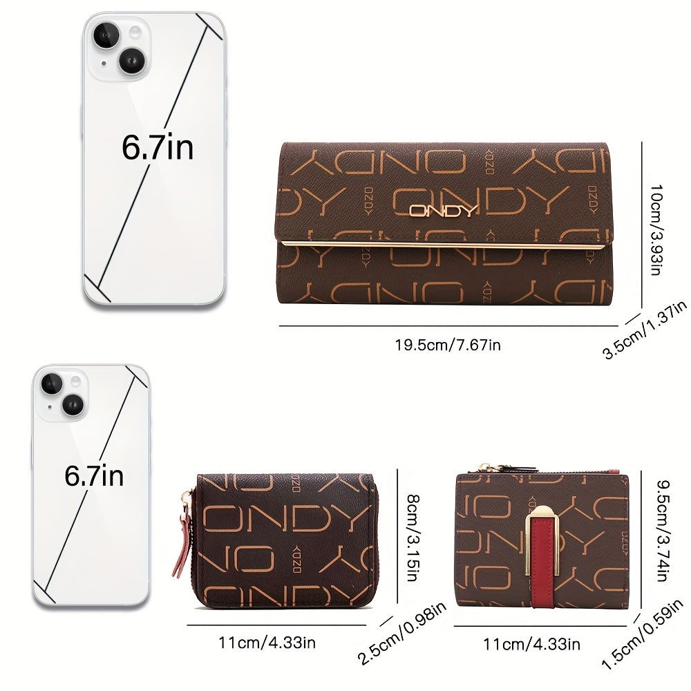 Gift Set: Three Women's Wallets with Monogram