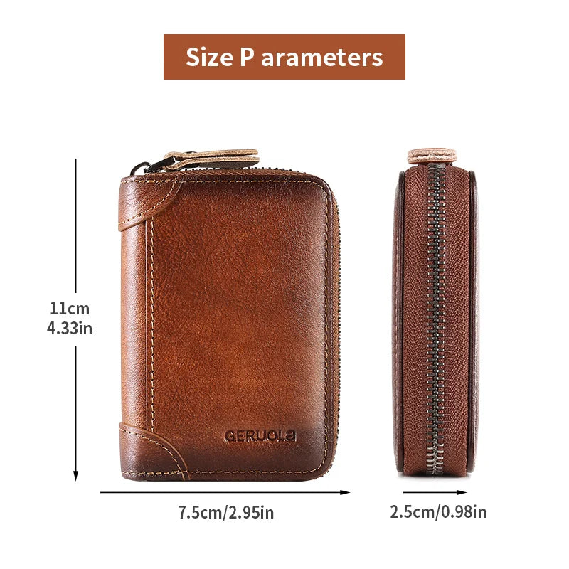 Genuine Leather Card Holder - Large Capacity & Gradient Design