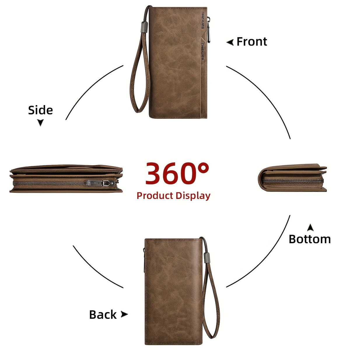 Men's Long Vintage Leather Wallet, 26 Slots