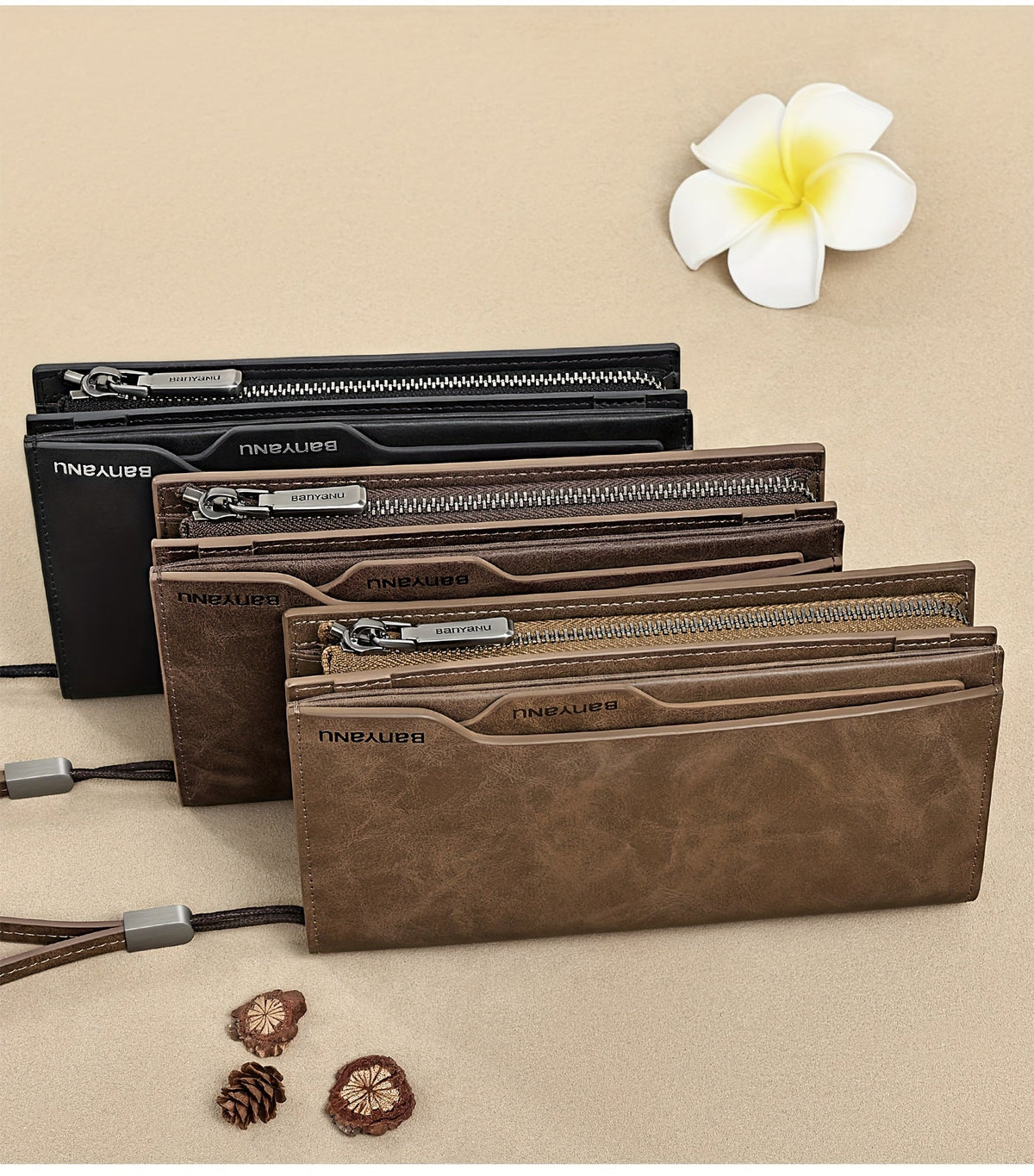 Men's Long Vintage Leather Wallet, 26 Slots