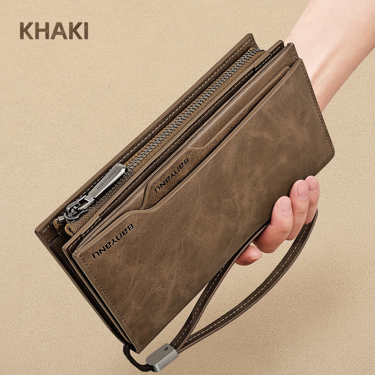 Men's Long Vintage Leather Wallet, 26 Slots Image