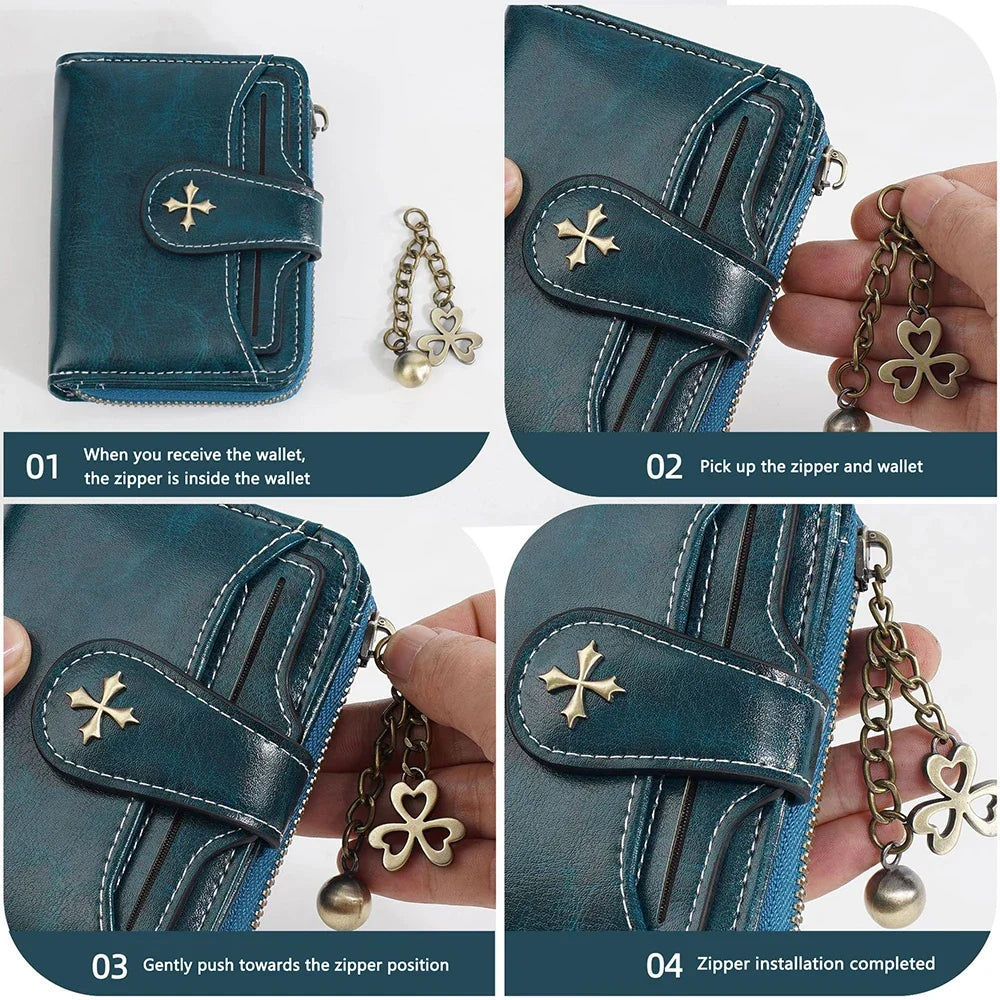 Large zippered women's wallet with front phone pocket