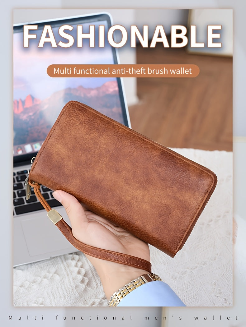 Large zippered wallet, 24 card slots and 7 bill pockets