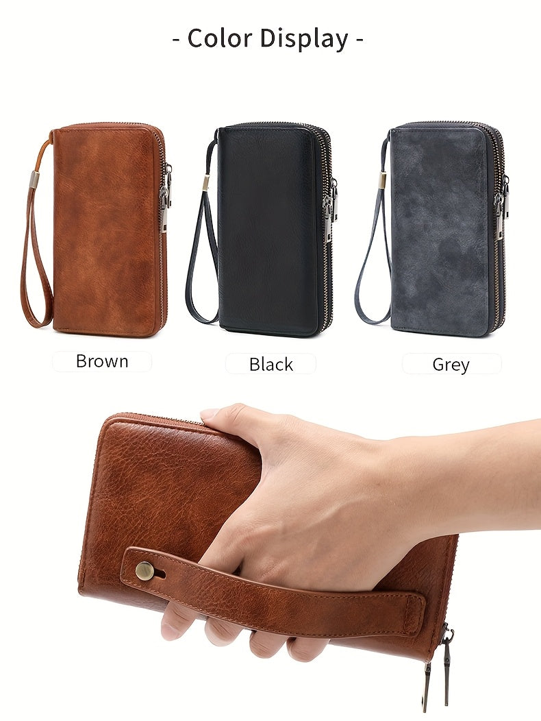 Large zippered wallet, 24 card slots and 7 bill pockets
