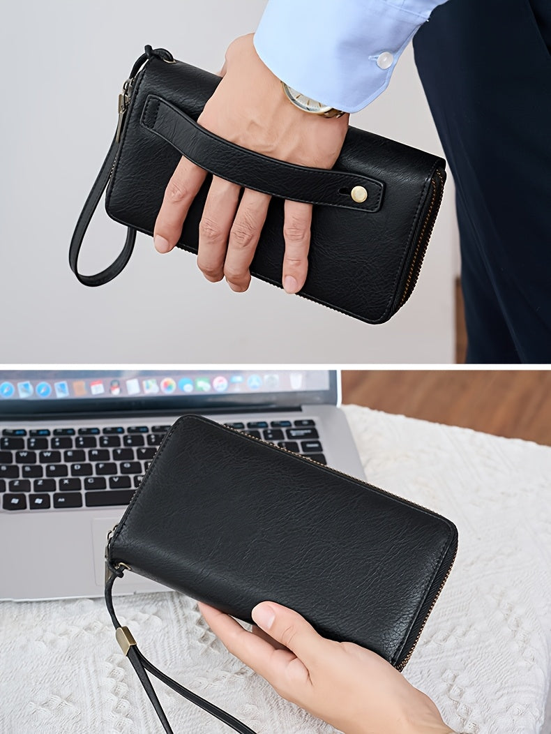 Large zippered wallet, 24 card slots and 7 bill pockets