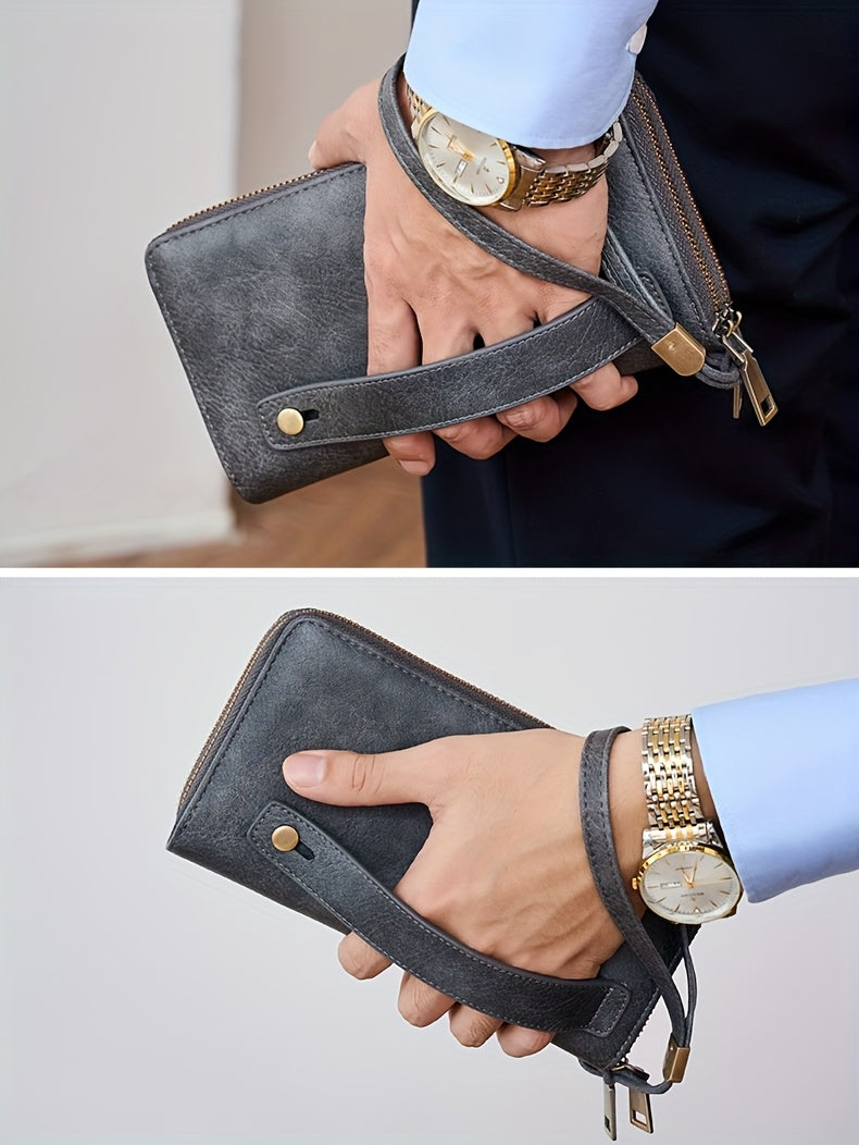 Large zippered wallet, 24 card slots and 7 bill pockets