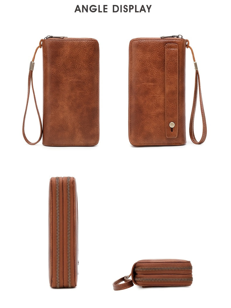 Large zippered wallet, 24 card slots and 7 bill pockets