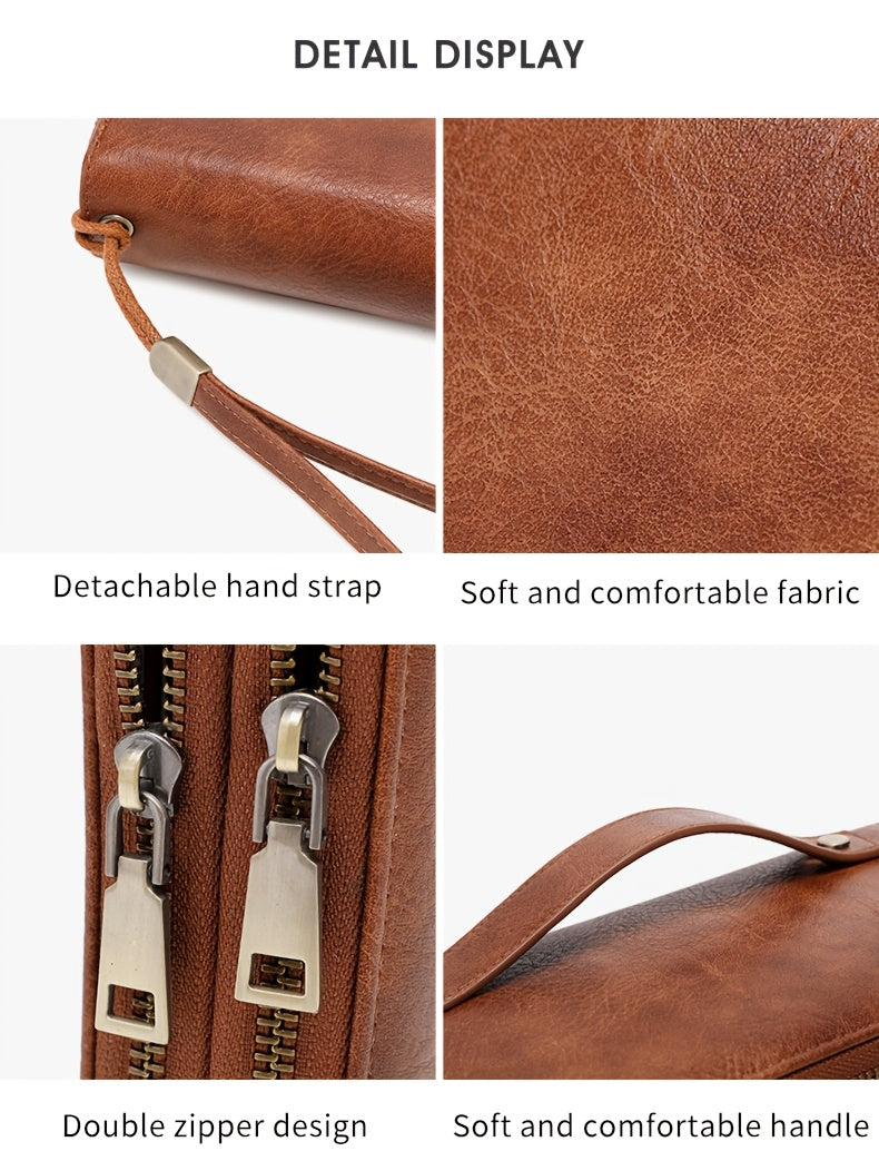 Large zippered wallet, 24 card slots and 7 bill pockets