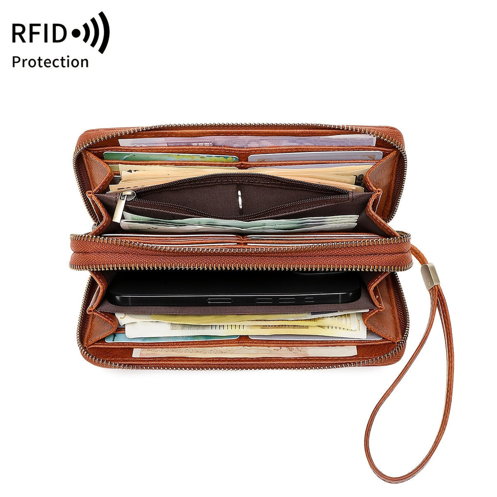 Large zippered wallet, 24 card slots and 7 bill pockets