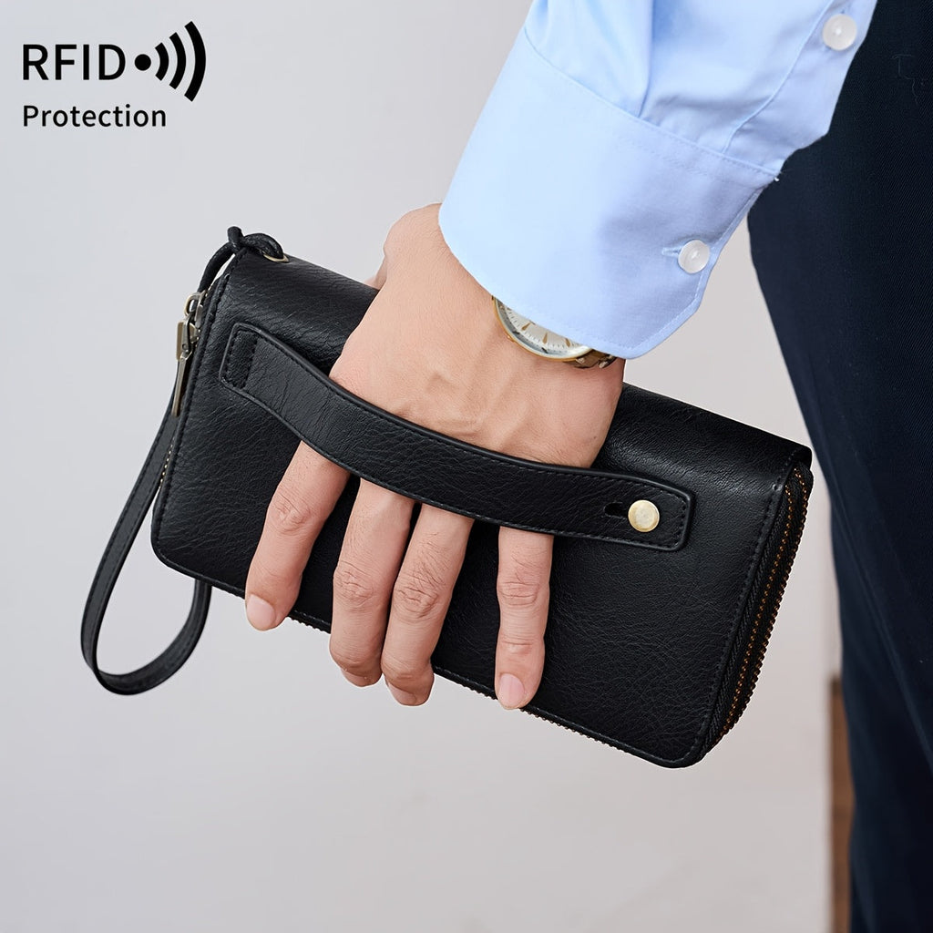 Large zippered wallet, 24 card slots and 7 bill pockets