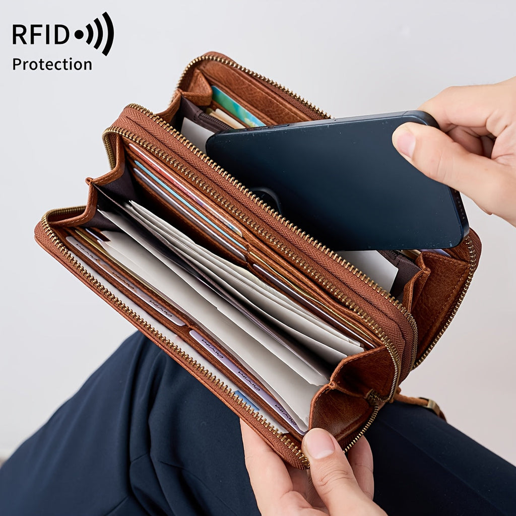 Large zippered wallet, 24 card slots and 7 bill pockets