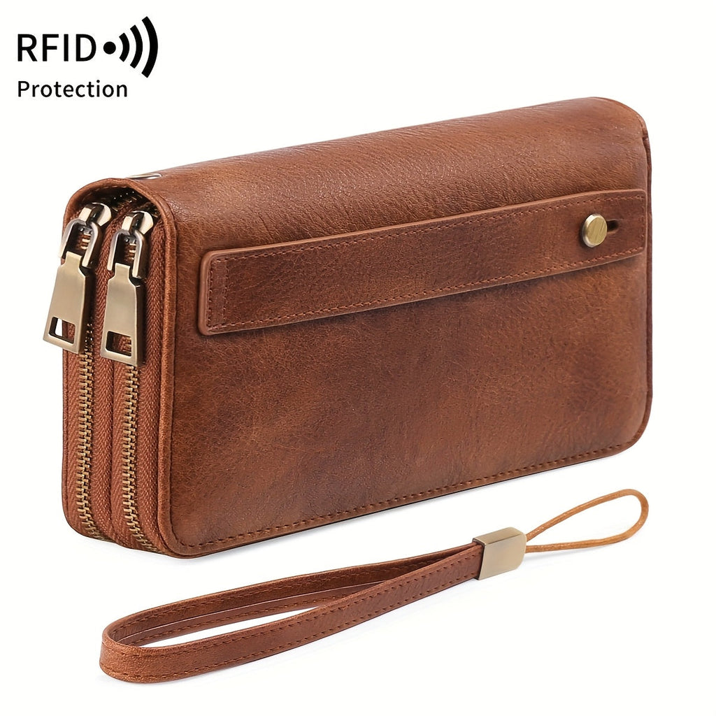 Large zippered wallet, 24 card slots and 7 bill pockets