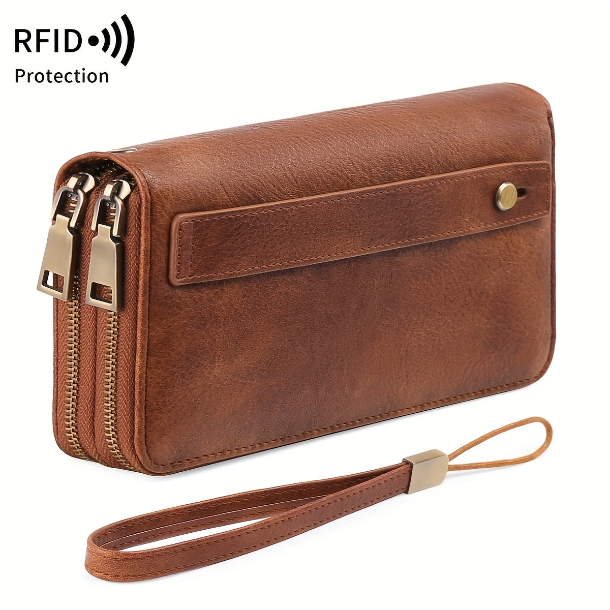 Large zippered wallet, 24 card slots and 7 bill pockets