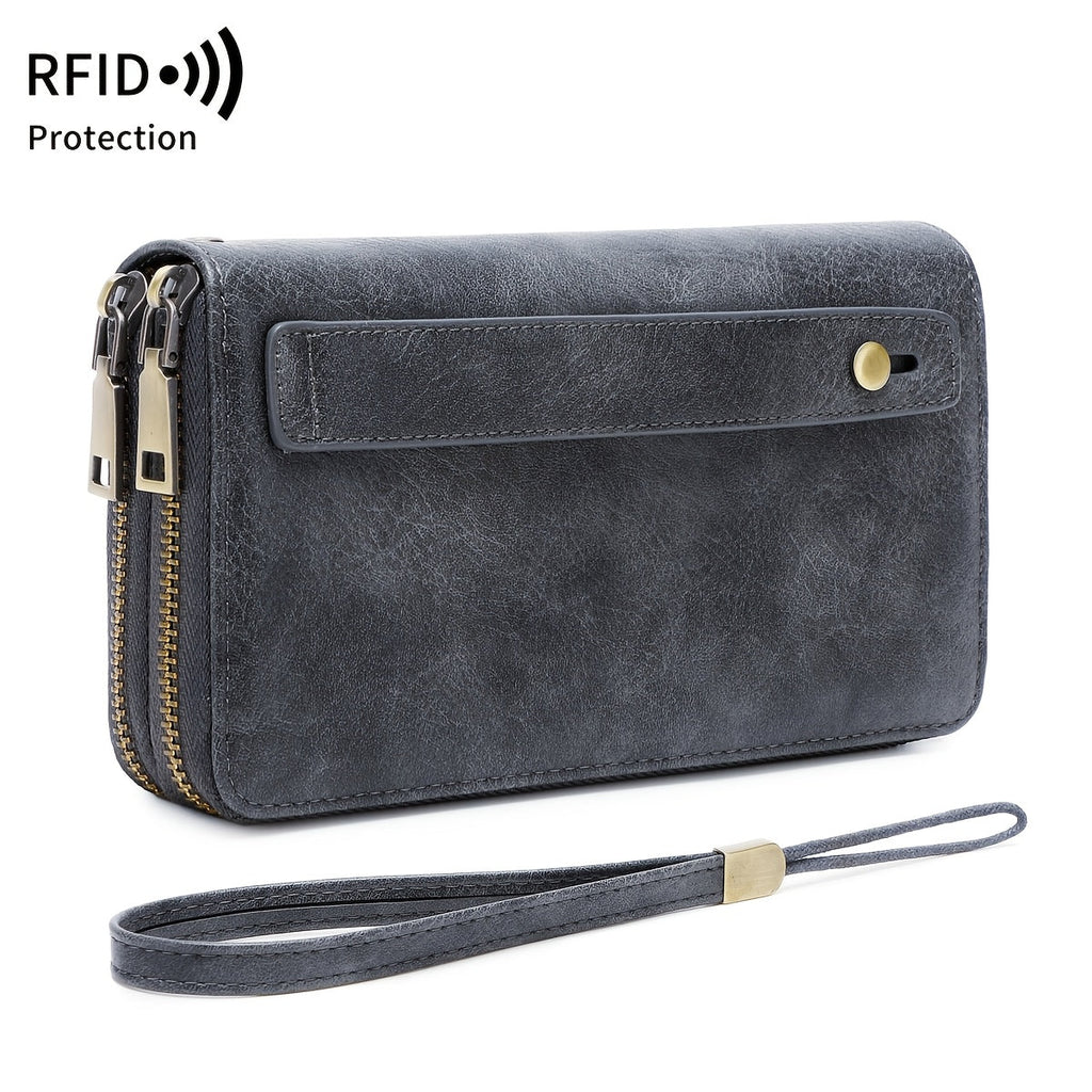 Large zippered wallet, 24 card slots and 7 bill pockets
