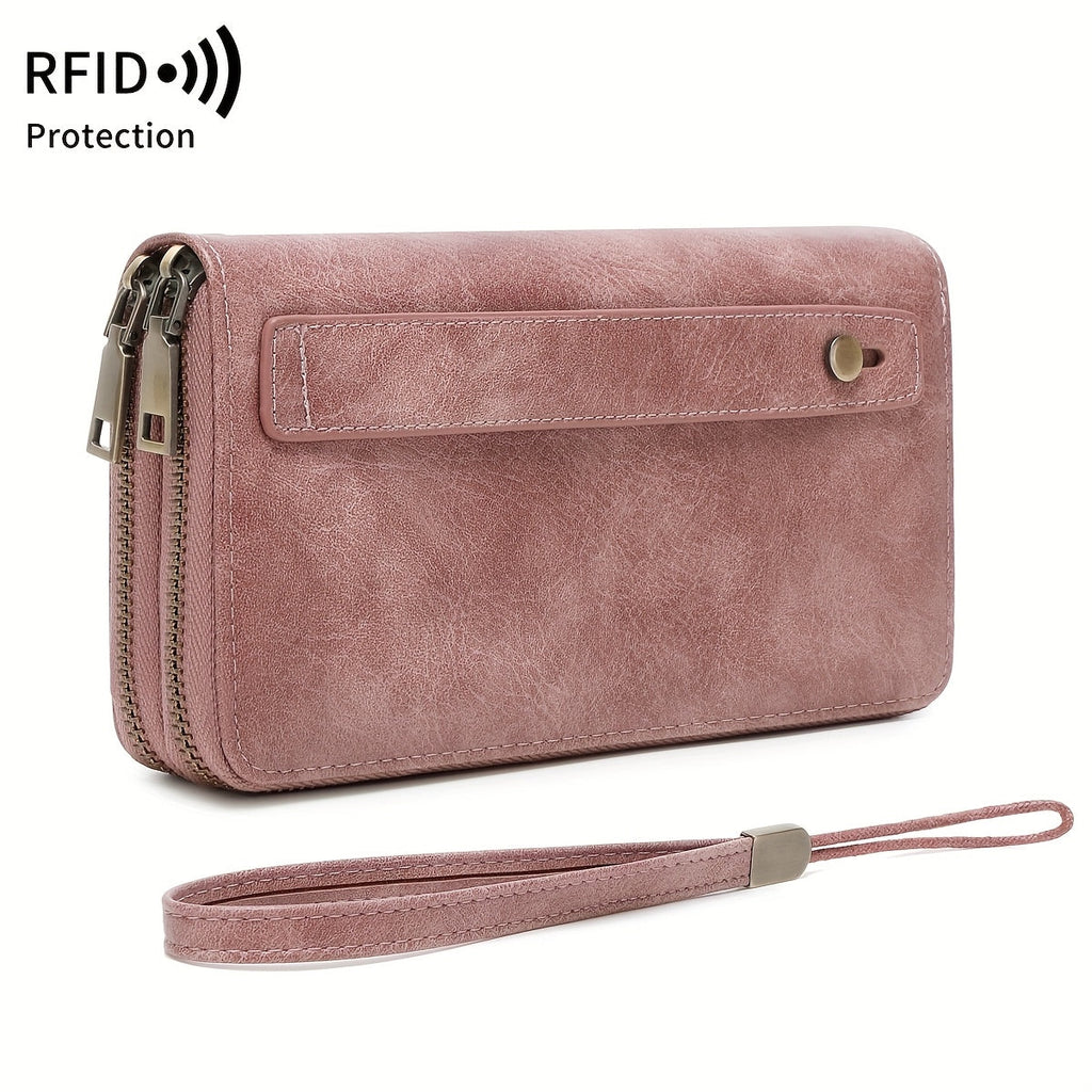 Large zippered wallet, 24 card slots and 7 bill pockets