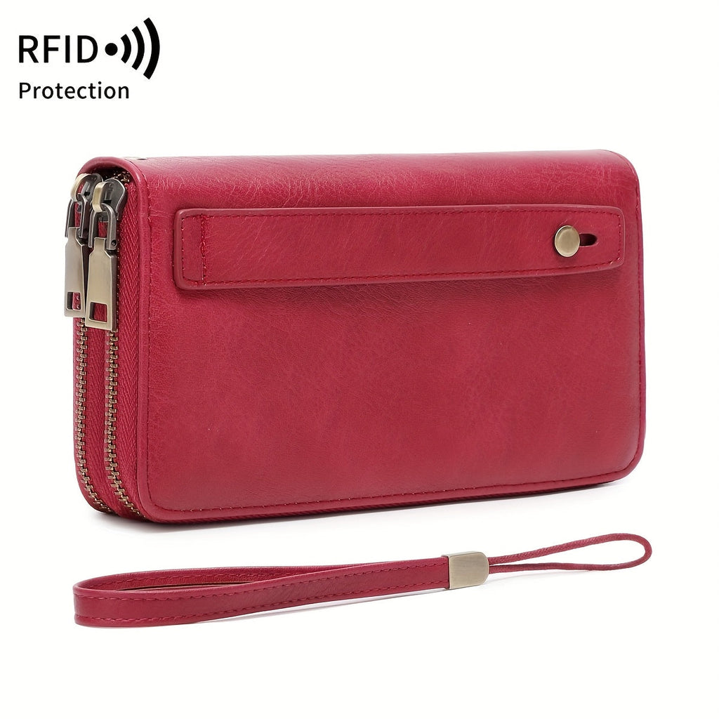 Large zippered wallet, 24 card slots and 7 bill pockets
