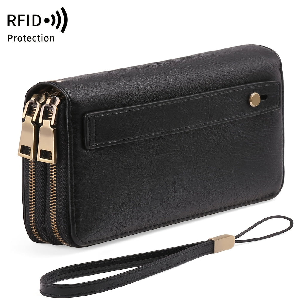 Large zippered wallet, 24 card slots and 7 bill pockets
