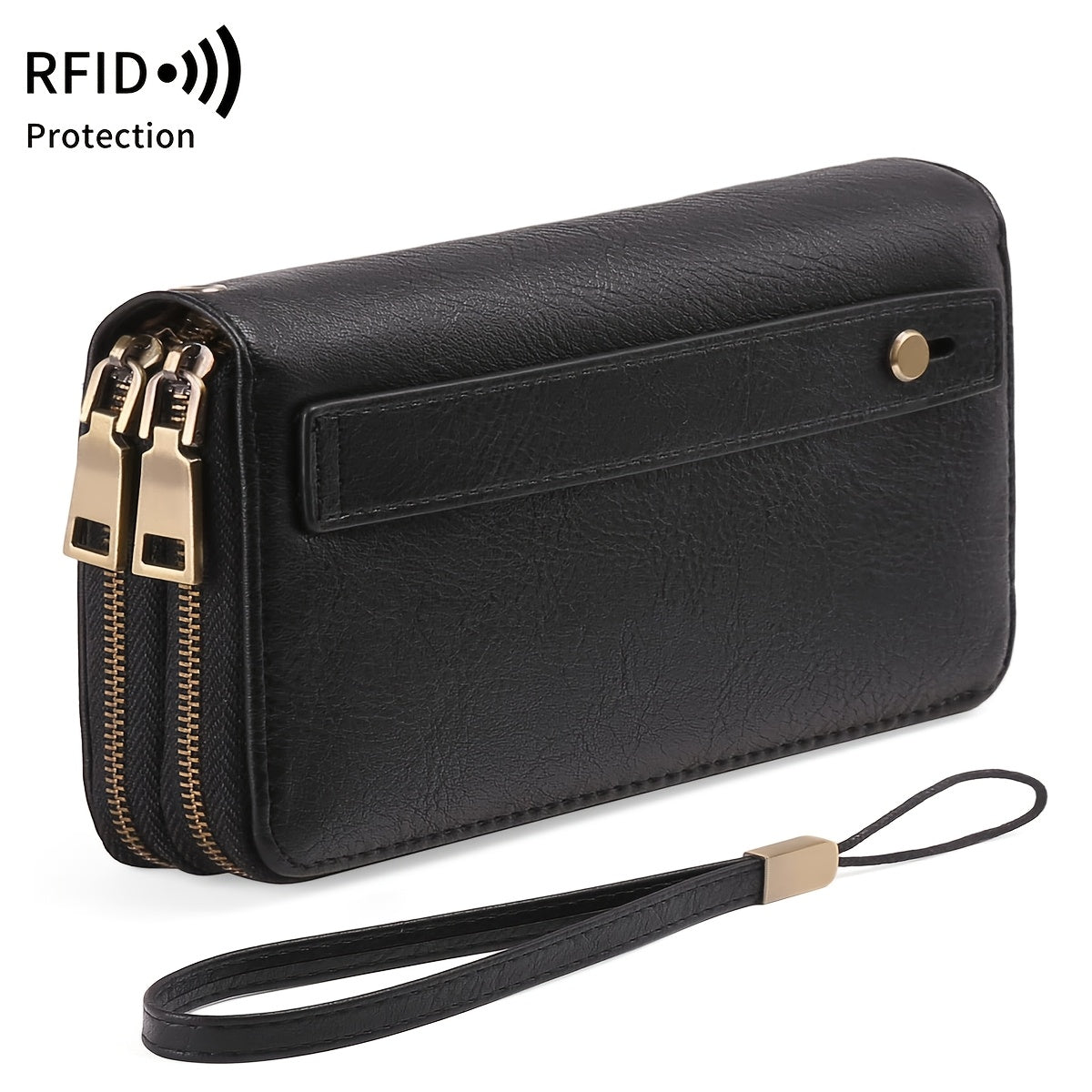 Large zippered wallet, 24 card slots and 7 bill pockets