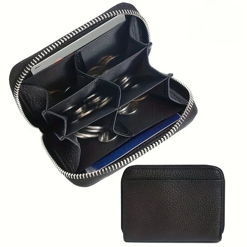 New Simple PU Leather Coin Purse Zipper Mini Wallets Portable Multi-Coin Slots Money Bag Card Holder Short Purse for Women Men