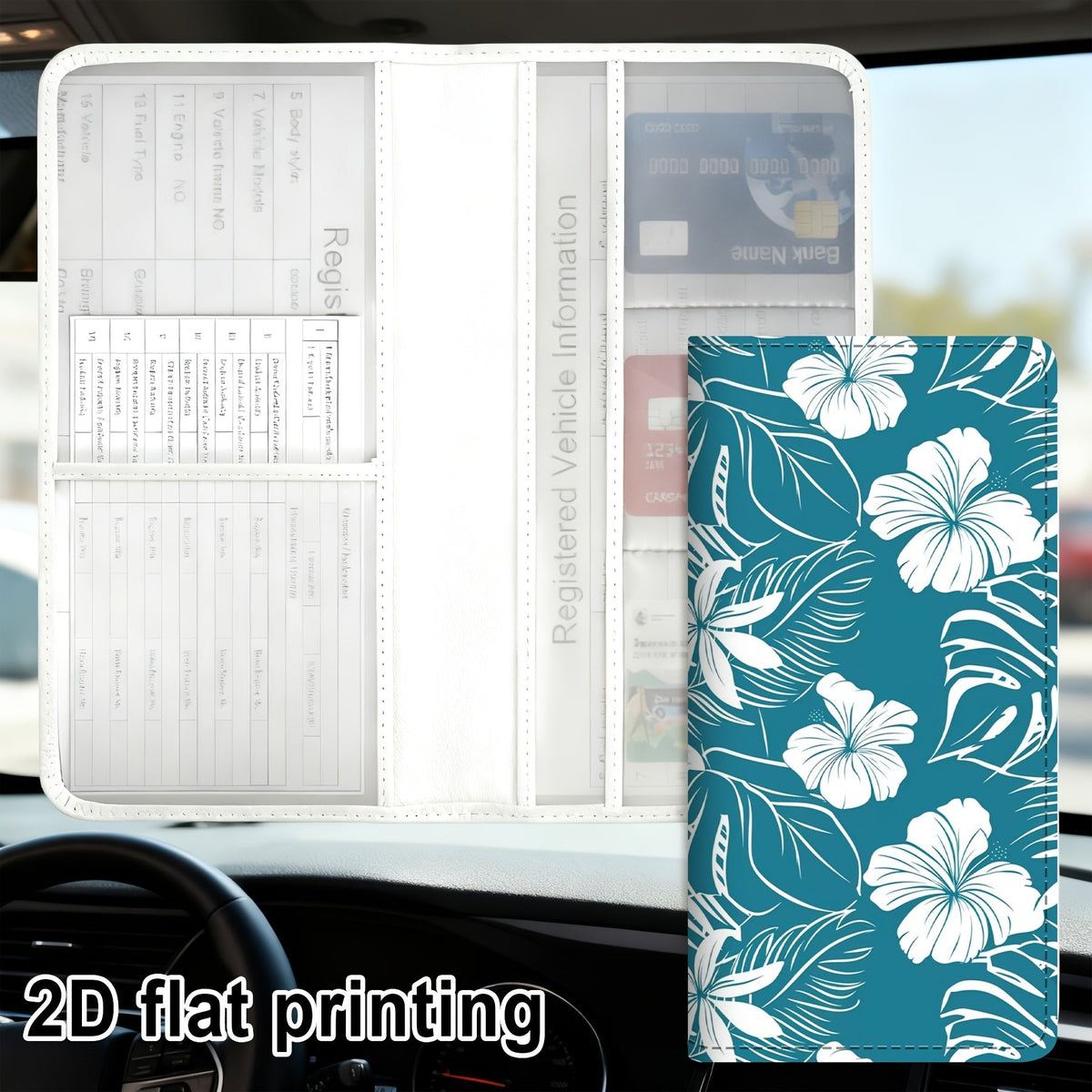 Hibiscus Printed Registration Document Holder, 24.5 cm, Card Slots Image