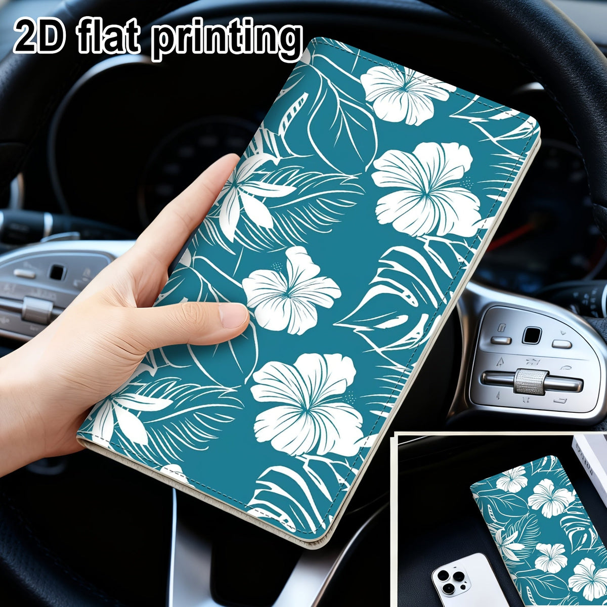 Hibiscus Printed Registration Document Holder, 24.5 cm, Card Slots
