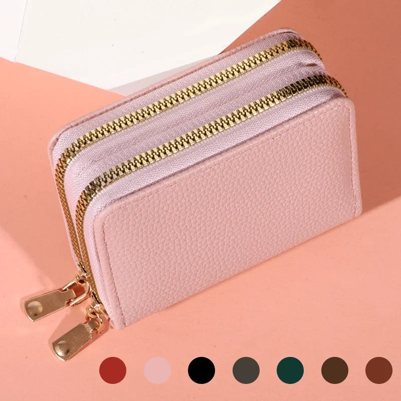 Zippered PU Leather Wallet - Large Capacity for Women