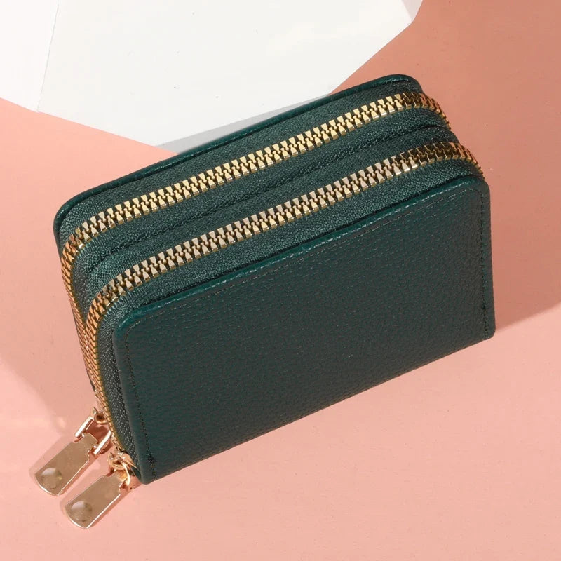Zippered PU Leather Wallet - Large Capacity for Women