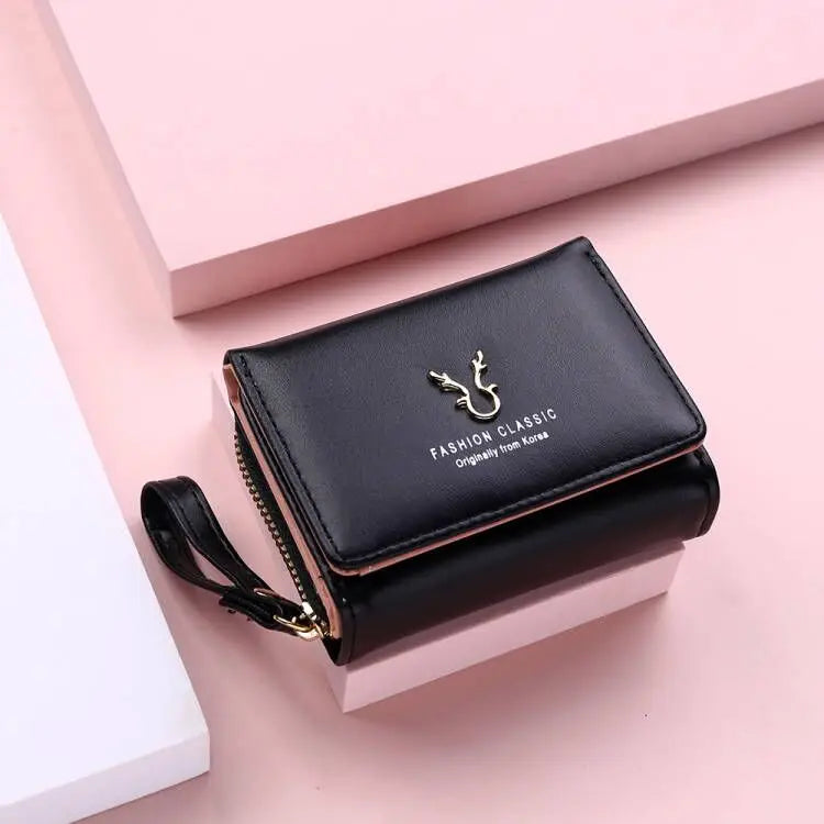 Compact Women's PU Leather Wallet with Card Holder