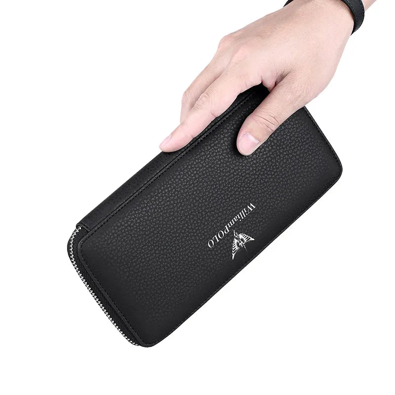 Long Leather Wallet Clutch for Men