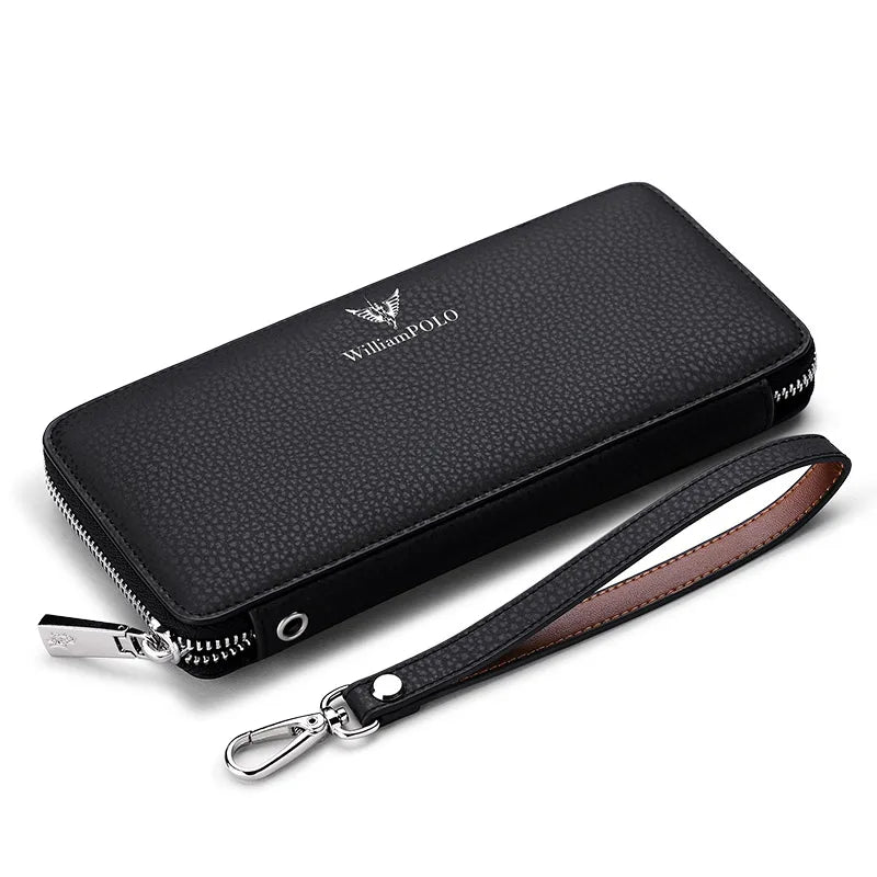 Long Leather Wallet Clutch for Men