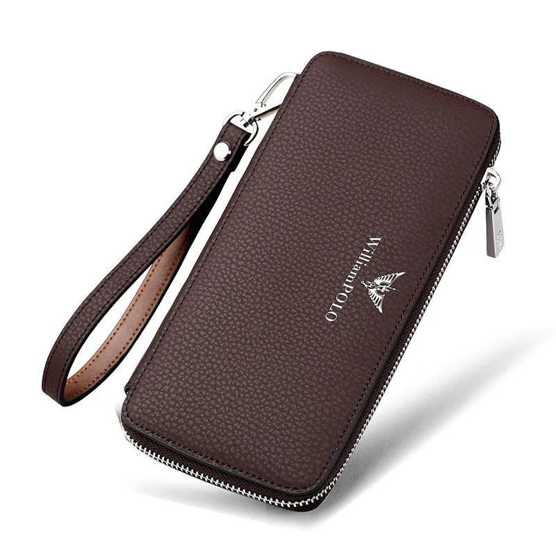 Long Leather Wallet Clutch for Men