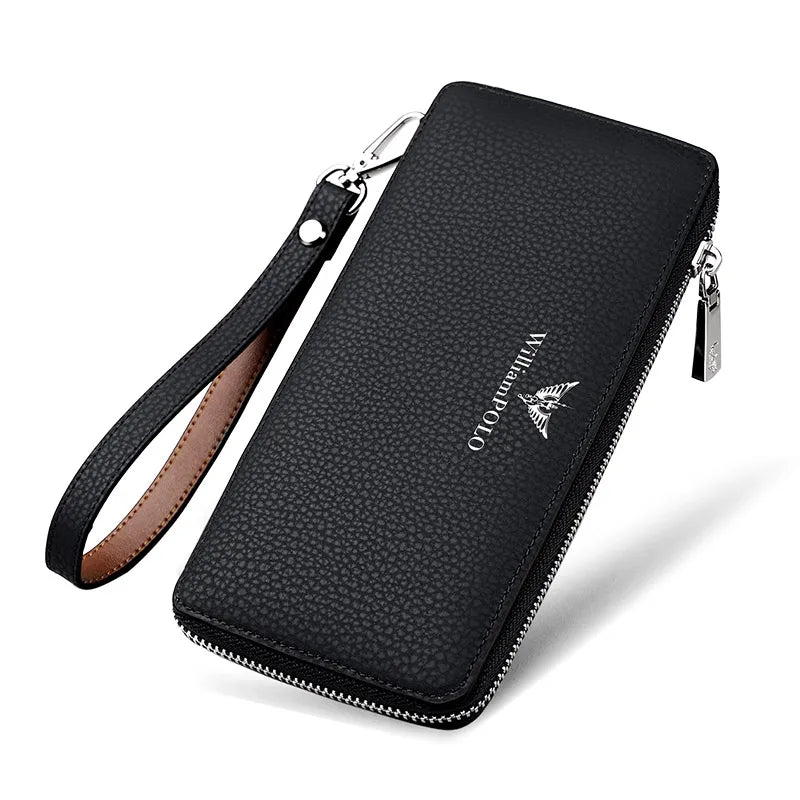 Long Leather Wallet Clutch for Men