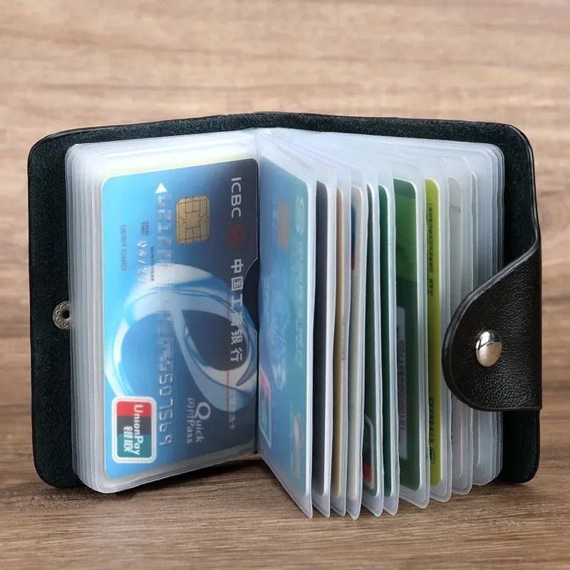 24-Slot Anti-Theft PU Leather Card Holder for Men and Women