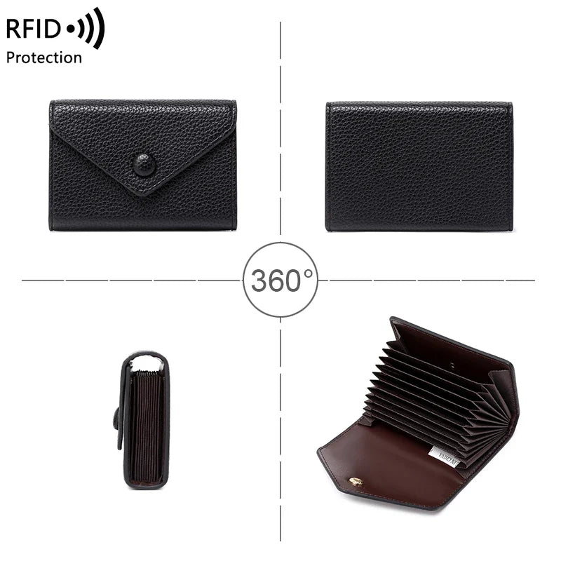 RFID Anti-Fraud Accordion Card Holder in Textured PU Leather with Coin Pocket